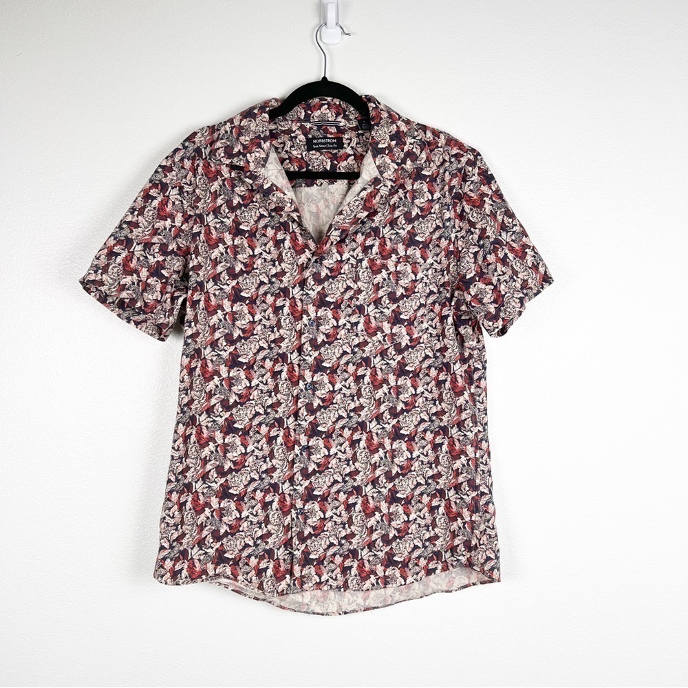 NORDSTROM Short Sleeve Button Up Top‎ Sz L